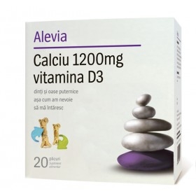 Calciu 1200 mg vitamina D3 (solubil) 20 plicuri - 132.4 g - Alevia